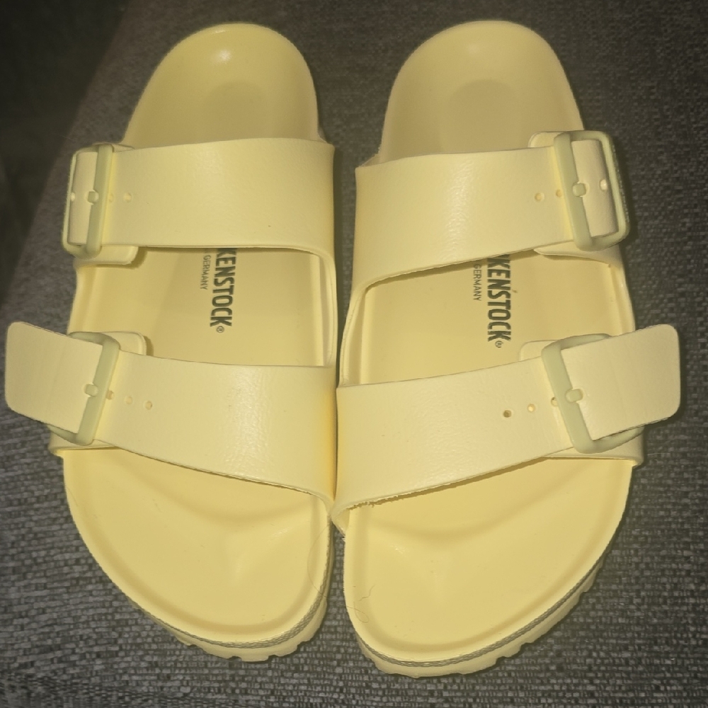 Birkenstock Kids Two-Strap EVA Sandals in Pale Yellow